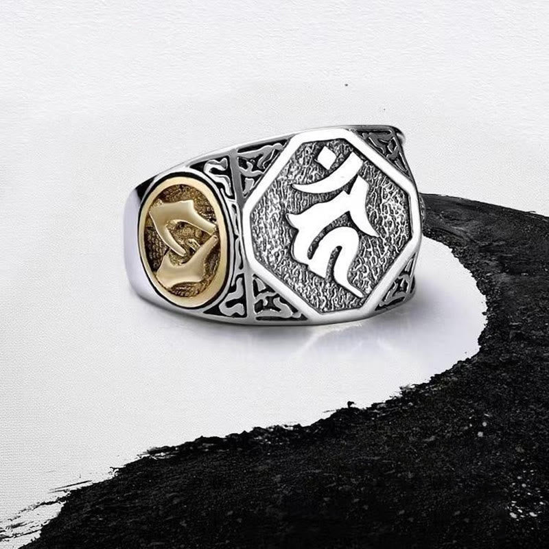 925 Sterling Silber Sanskrit Schutz Spiritueller Ring Verstellbar