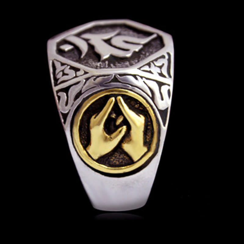 925 Sterling Silber Sanskrit Schutz Spiritueller Ring Verstellbar