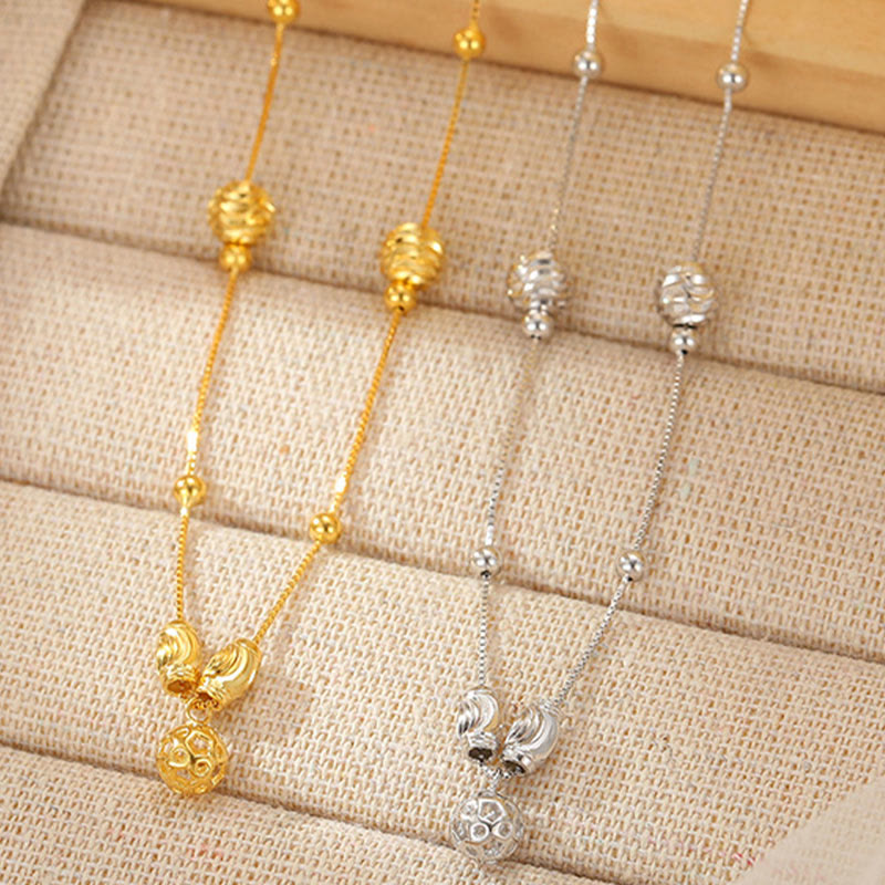 925 Sterling Silber Einfaches Perlen-Fußkettchen