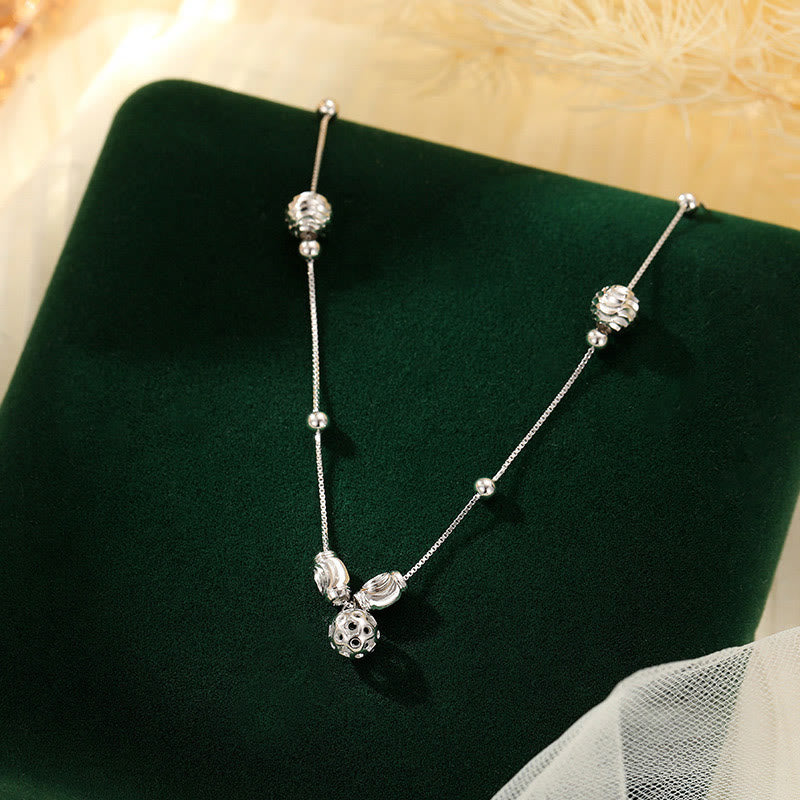 925 Sterling Silber Einfaches Perlen-Fußkettchen
