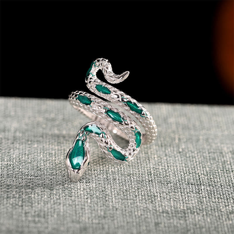 Segensring mit Schlangenmotiv aus 925er Sterlingsilber