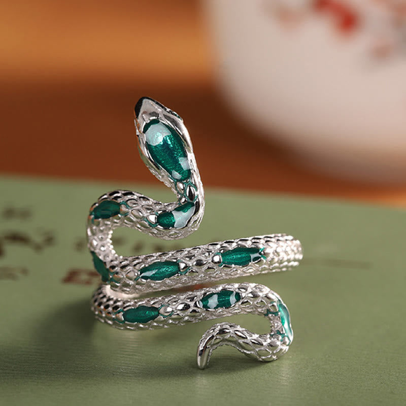 Segensring mit Schlangenmotiv aus 925er Sterlingsilber