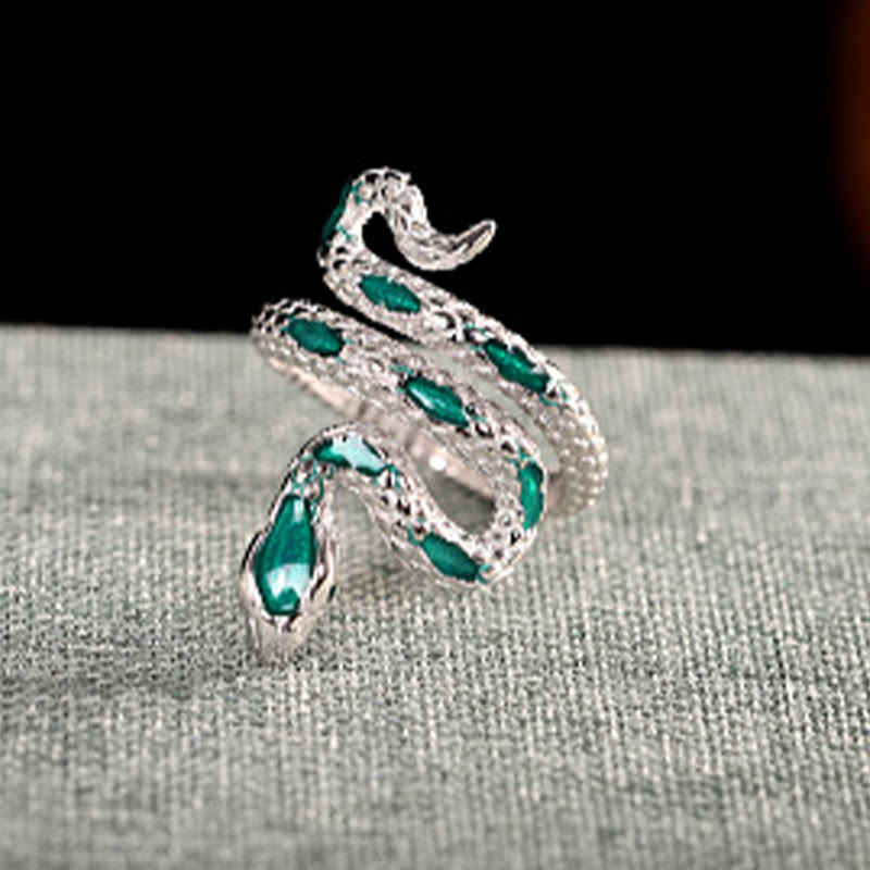 Segensring mit Schlangenmotiv aus 925er Sterlingsilber