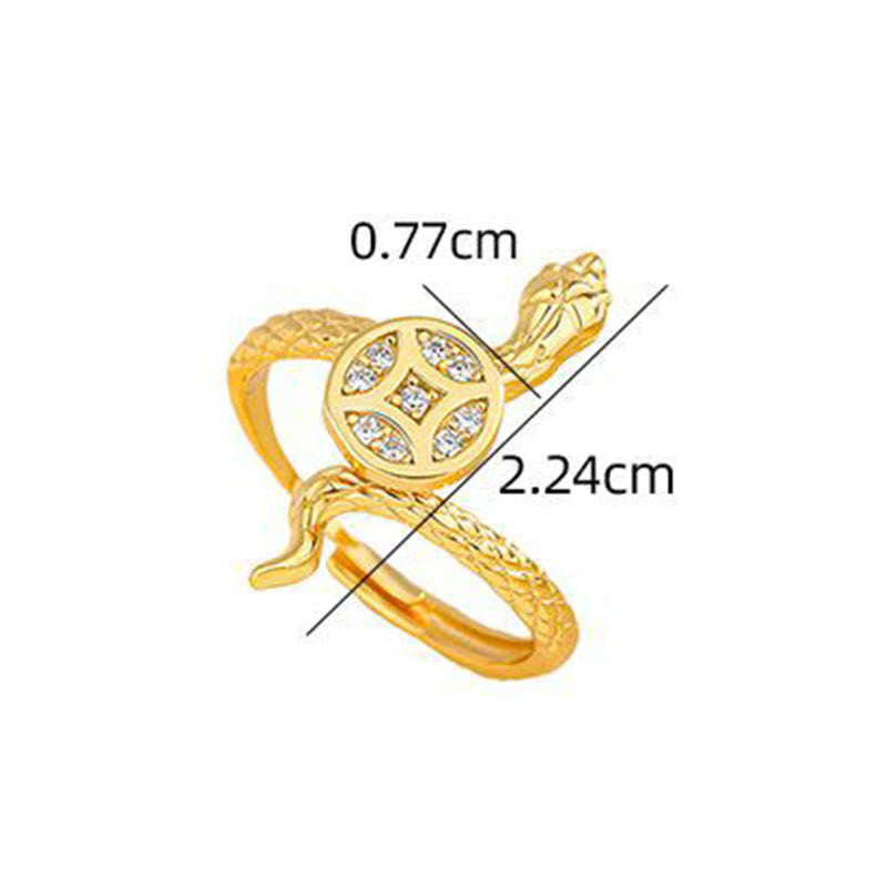 925 Sterling Silber Schlangen-Kupfer-Münzring