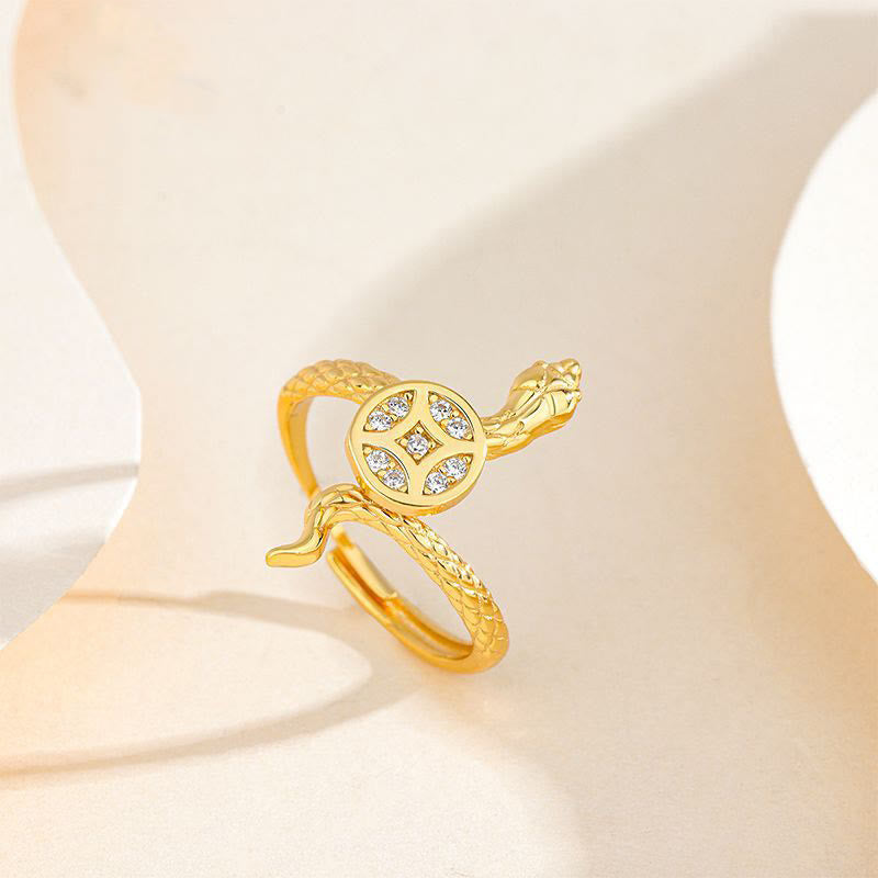 925 Sterling Silber Schlangen-Kupfer-Münzring