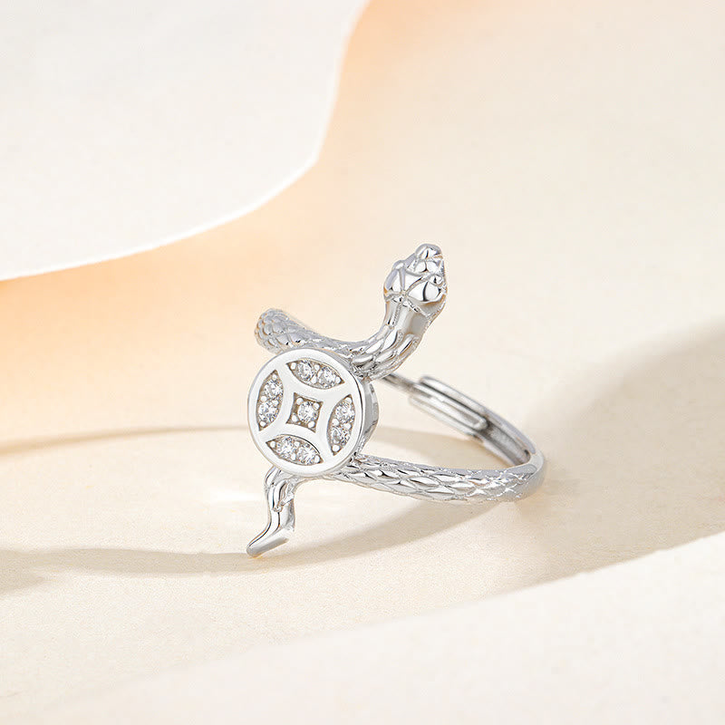 925 Sterling Silber Schlangen-Kupfer-Münzring