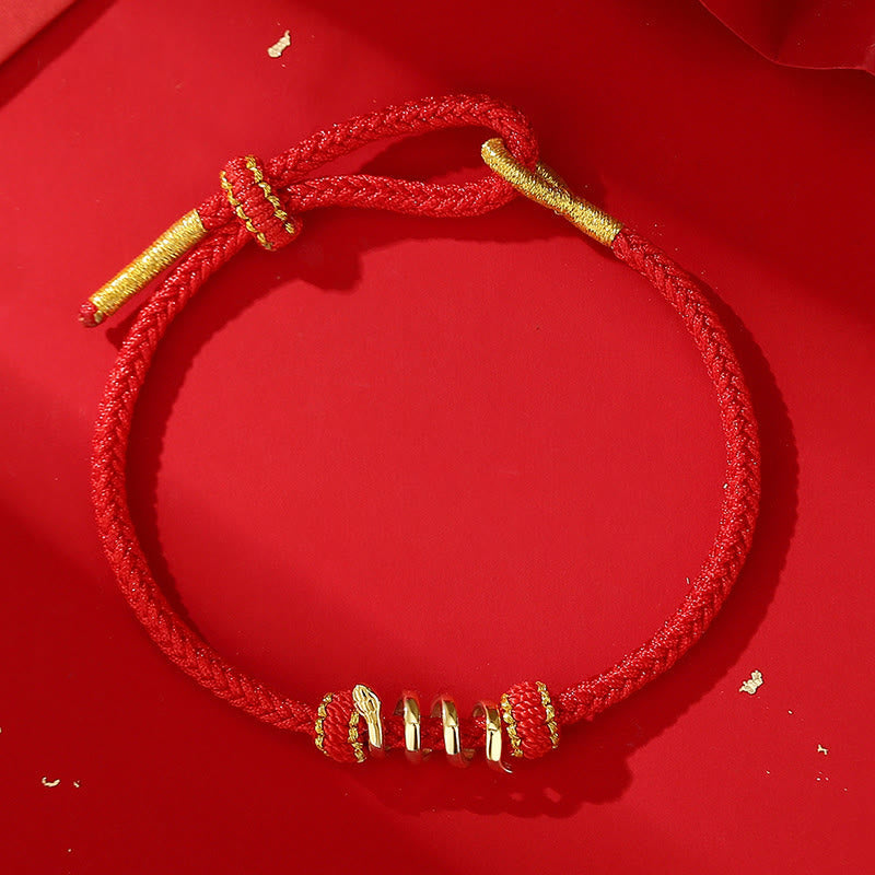 925 Sterling Silber Schlangenarmband mit roter Schnur
