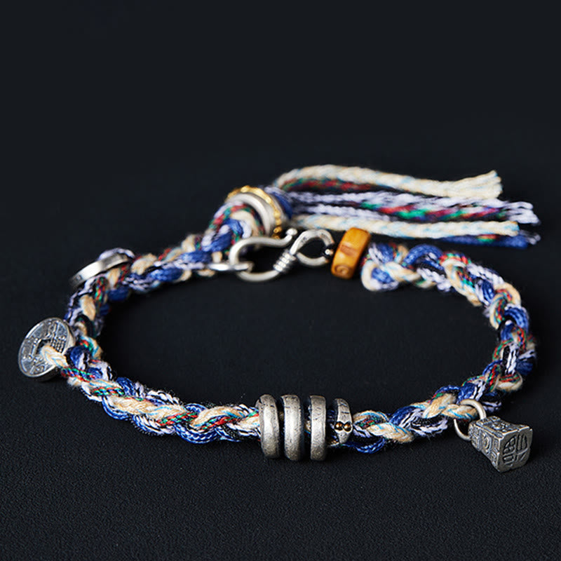 Spirituelles Armband aus 925er Sterlingsilber mit Münz-Schuppen-Anhänger