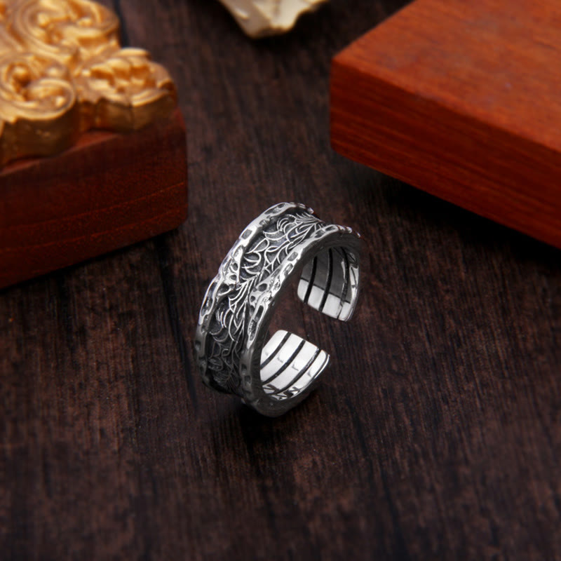 Verstellbarer Ring aus 925er Sterlingsilber mit Blumenmotiv aus der Tang-Dynastie