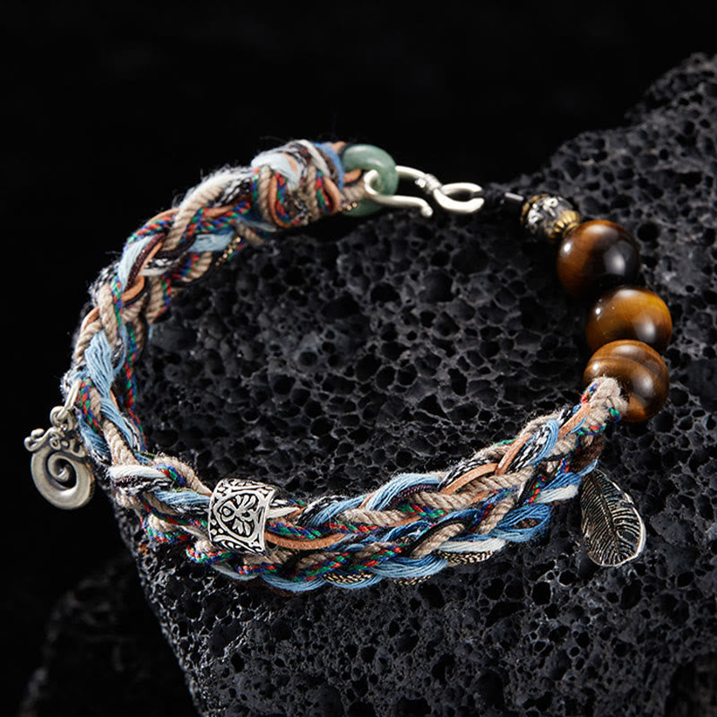 925 Sterling Silber Tigerauge Willenskraft Armband Handarbeit