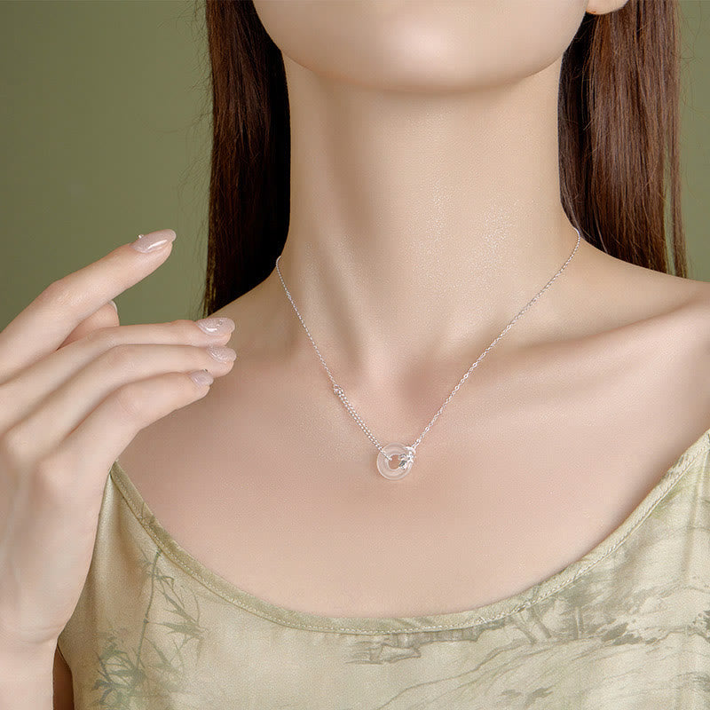 Halskette mit Peace-Schnalle aus 925er Sterlingsilber mit Tulpen-Chalcedon