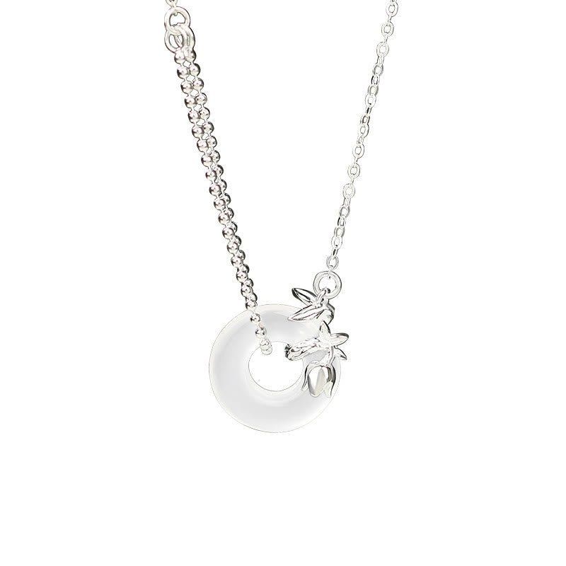 Halskette mit Peace-Schnalle aus 925er Sterlingsilber mit Tulpen-Chalcedon