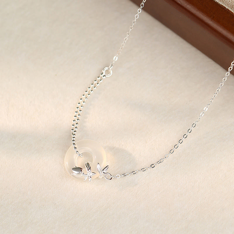 Halskette mit Peace-Schnalle aus 925er Sterlingsilber mit Tulpen-Chalcedon