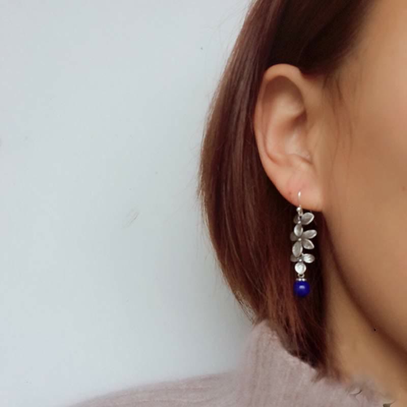 Ohrringe aus 925er Sterlingsilber mit Türkis-Lazurit und Schutz der Gelassenheit