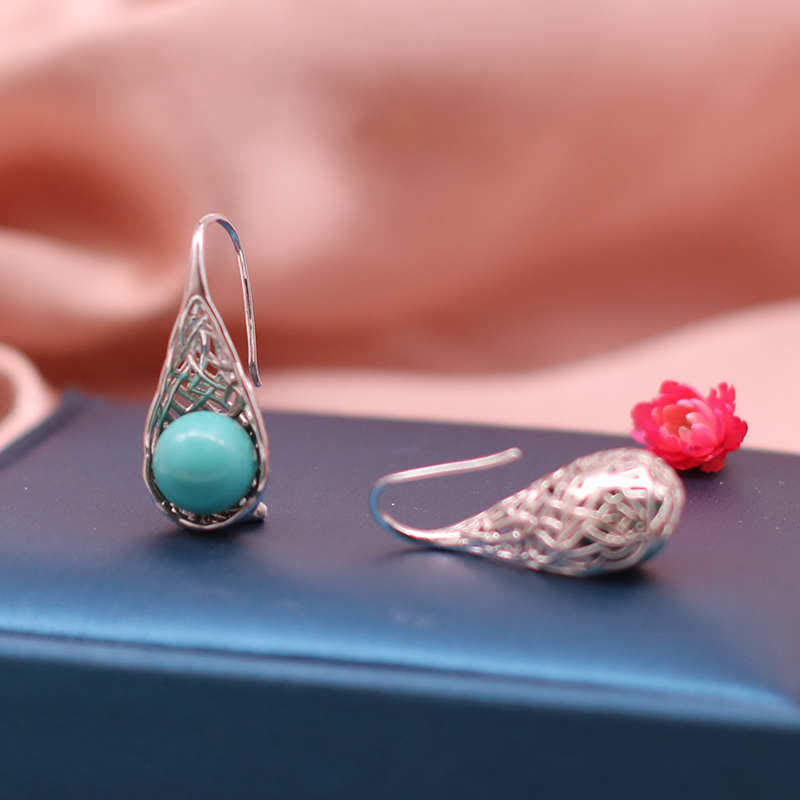 925 Sterling Silber Türkis Schutz Tropfen Ohrringe