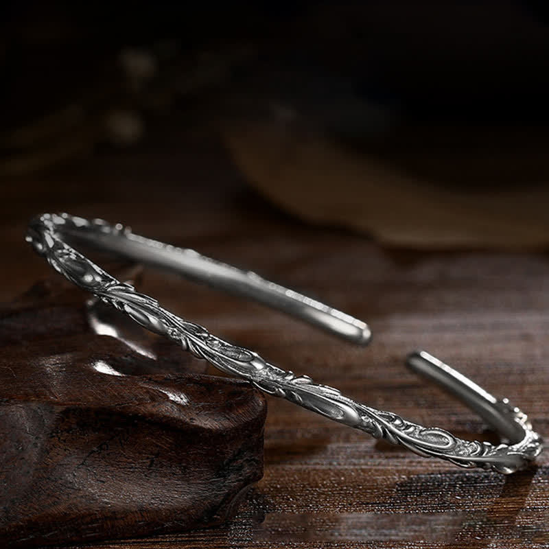 Schutzarmband aus 925er Sterlingsilber mit Weinrebengravur