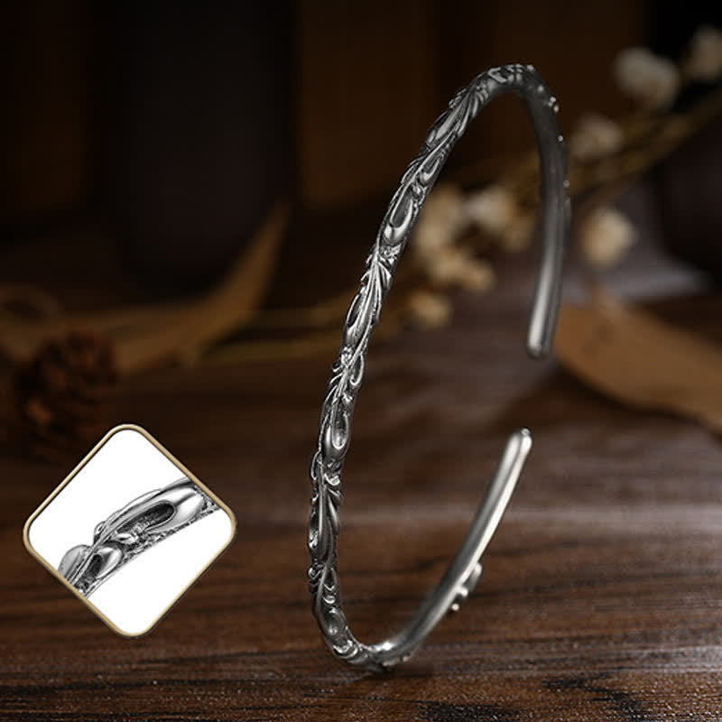 Schutzarmband aus 925er Sterlingsilber mit Weinrebengravur
