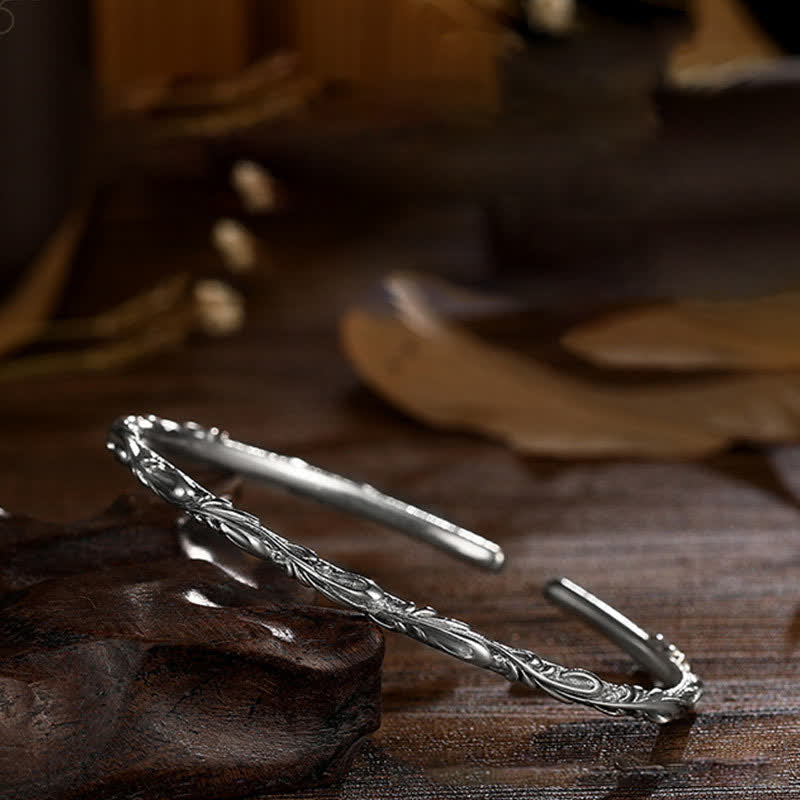 Schutzarmband aus 925er Sterlingsilber mit Weinrebengravur