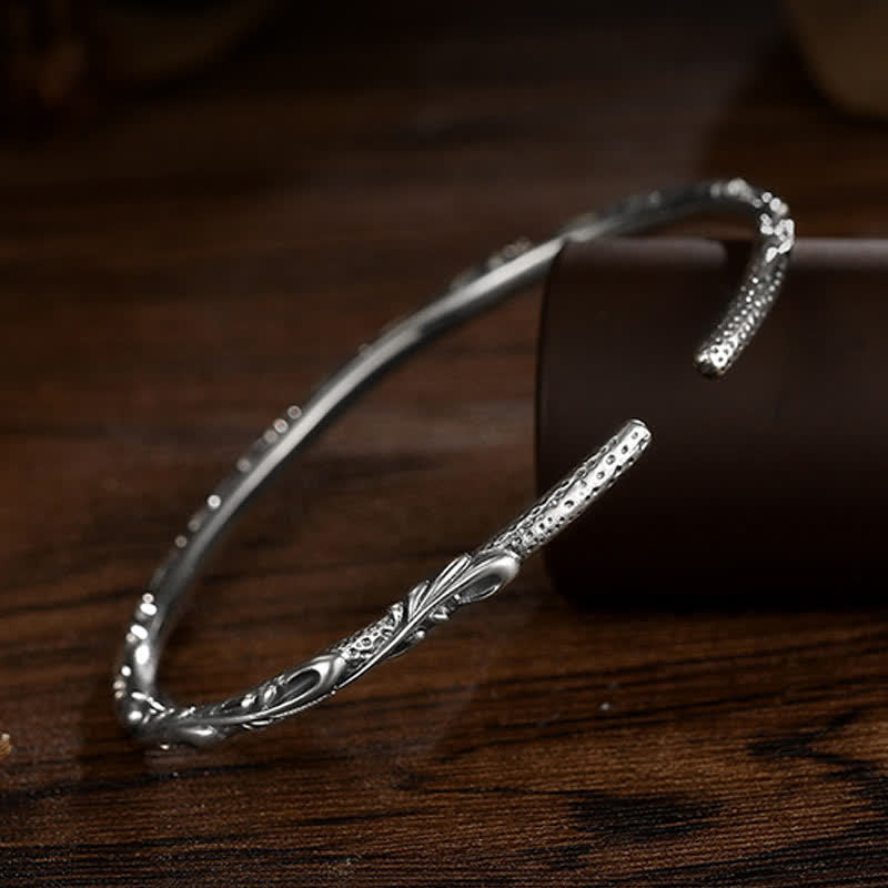 Schutzarmband aus 925er Sterlingsilber mit Weinrebengravur