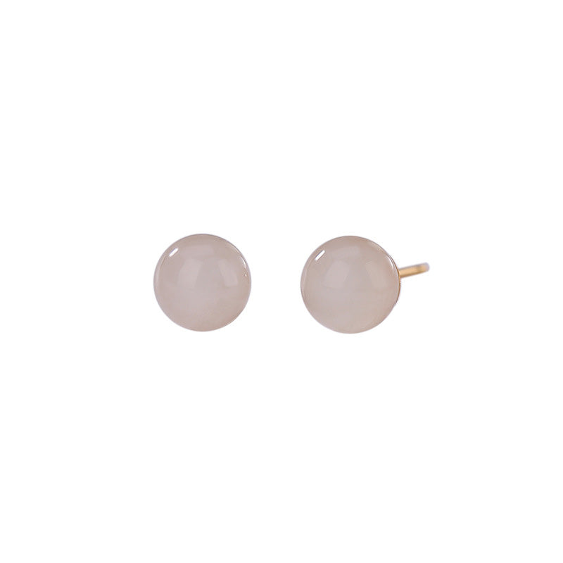 Ohrstecker aus 925er Sterlingsilber mit weißem Jade-Anhänger, 6 mm bis 10 mm