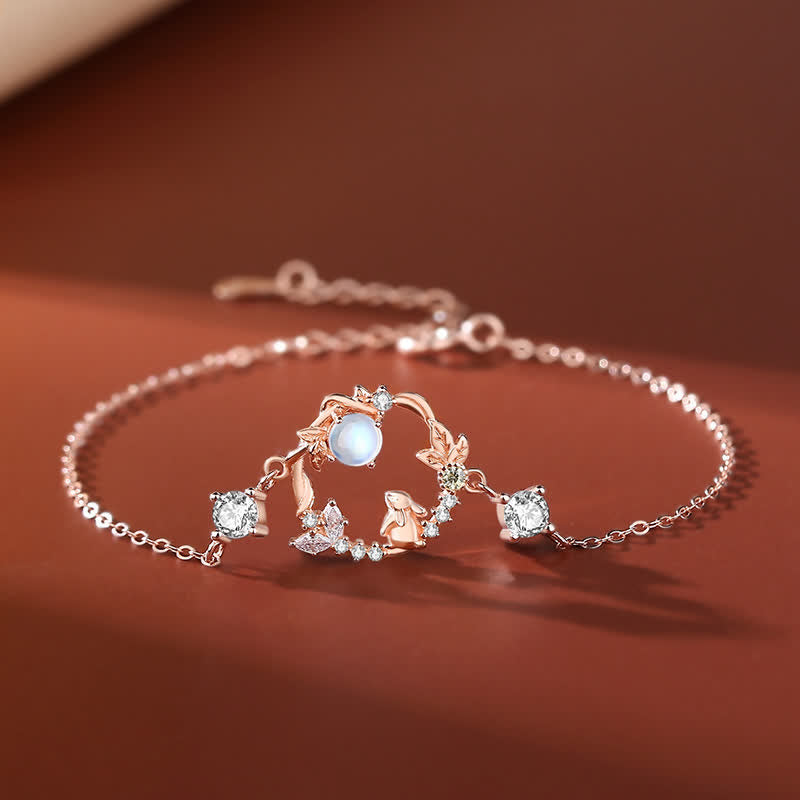 925 Sterling Silber Jahr des Hasen Mondstein Halskette