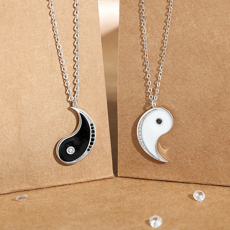 Yin-Yang-Harmonie-Halskettenanhänger aus 925er-Sterlingsilber