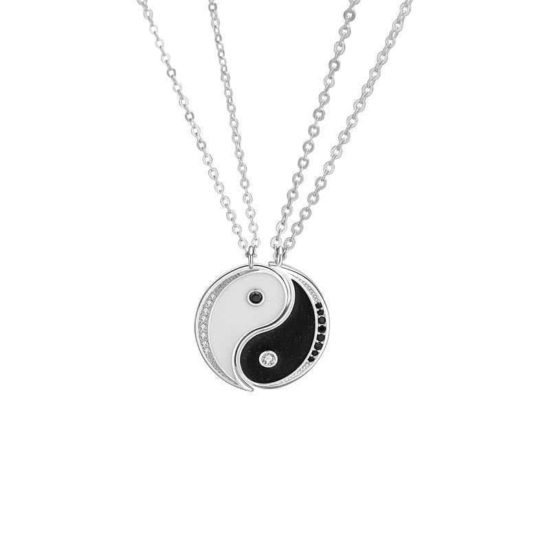 Yin-Yang-Harmonie-Halskettenanhänger aus 925er-Sterlingsilber