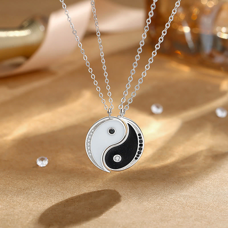 Yin-Yang-Harmonie-Halskettenanhänger aus 925er-Sterlingsilber