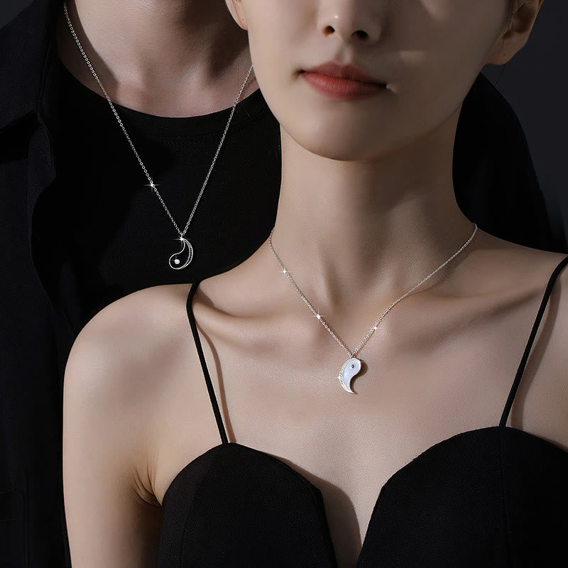 Yin-Yang-Harmonie-Halskettenanhänger aus 925er-Sterlingsilber