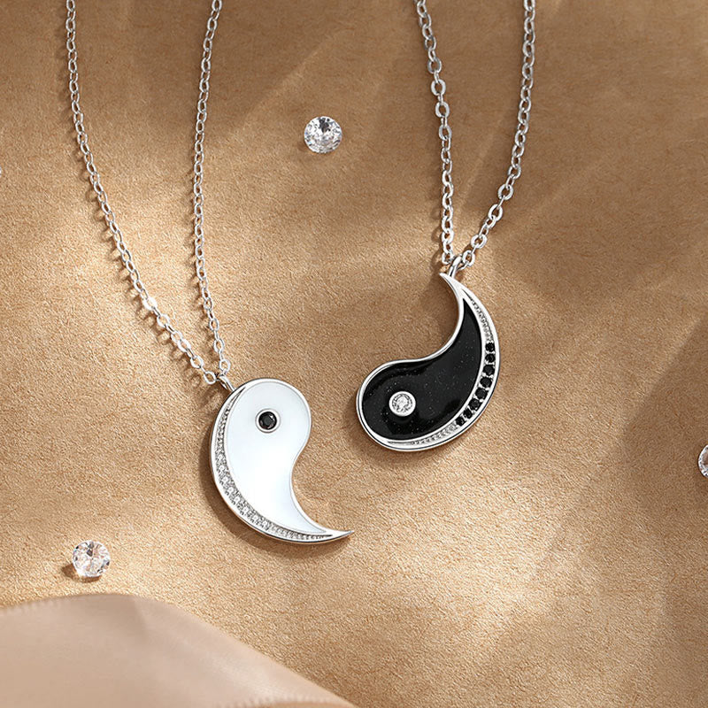 Yin-Yang-Harmonie-Halskettenanhänger aus 925er-Sterlingsilber