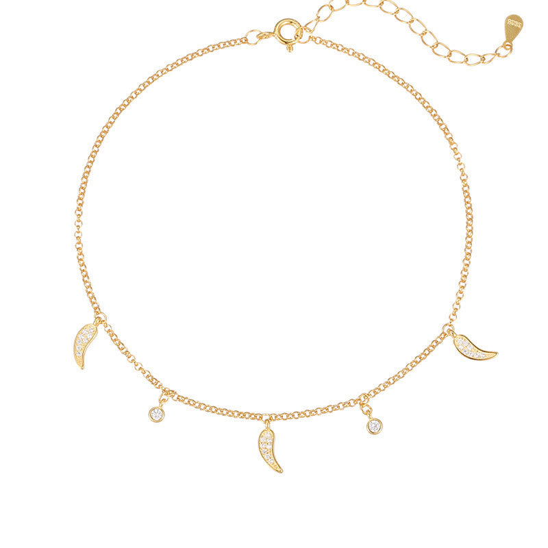 925 Sterling Silber Zirkon Schutz Spiritueller Fußkettchen Charm