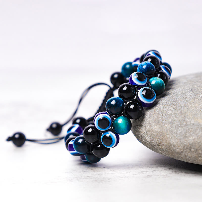Tiger Eye Evil Eye Protection Bracelet 8mm Beads Classic