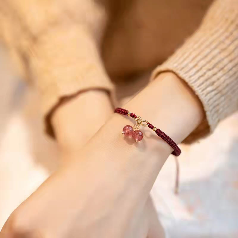 Natural Strawberry Quartz Amethyst Green Phantom Bracelet for Positive Energy