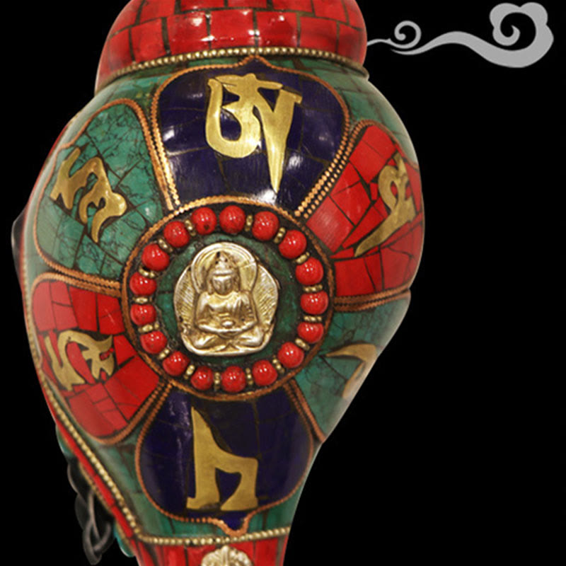 Tibetische handgefertigte Shankha-Muschel 23 cm | Zen-Dekor