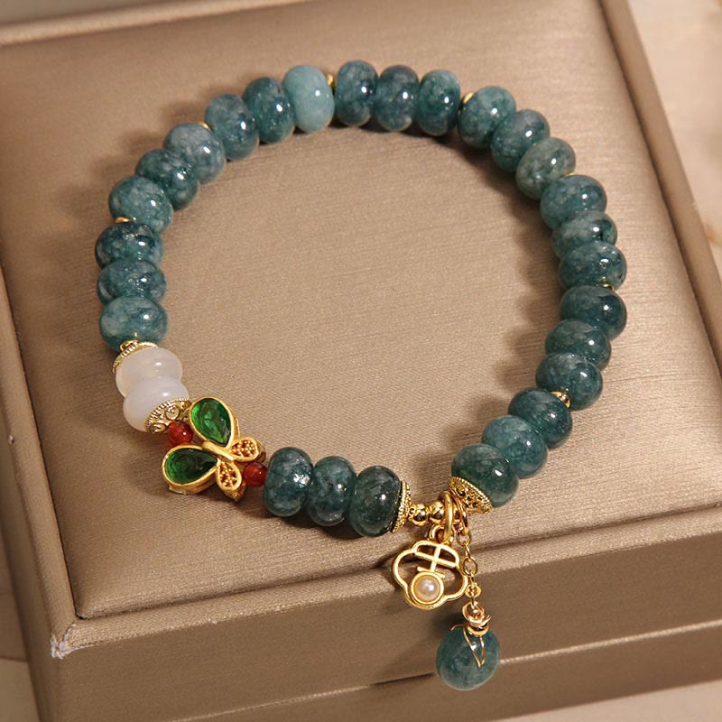 8mm Jade White Agate Butterfly Abacus Beads Abundance Bracelet