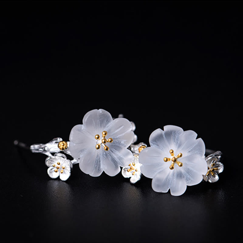 925 Sterling Silver Plum Blossom Spiritual Earrings for Protection