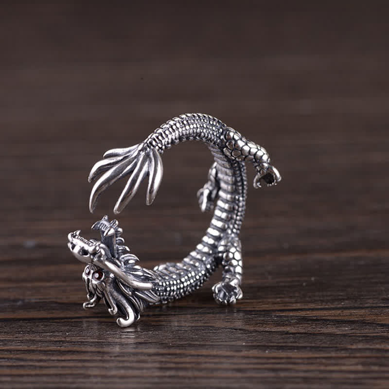 Dragon Ring in 925 Sterling Silver for Luck & Success