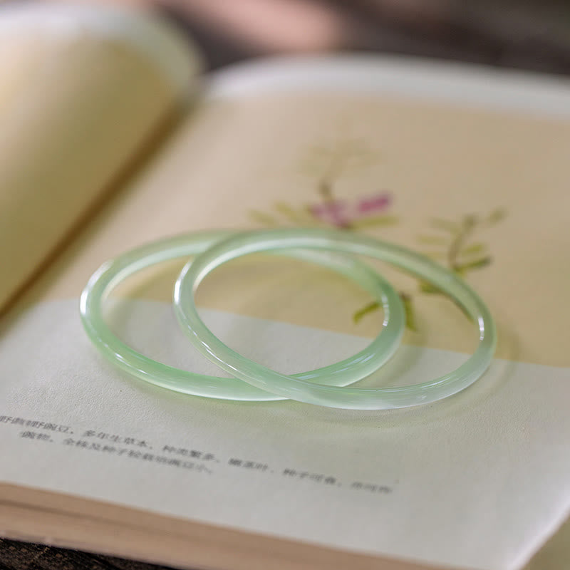 Natural Green Chalcedony Strength Courage Bangle 52mm Bracelet