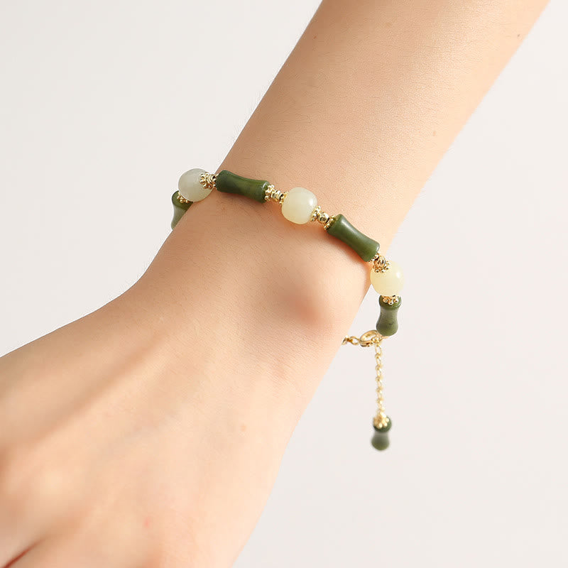 Glass Bead Bamboo Luck Strength Spiritual Bracelet
