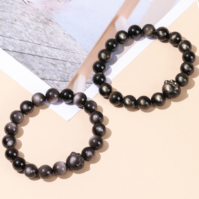 Silver Sheen Obsidian 8mm Communication Bracelet