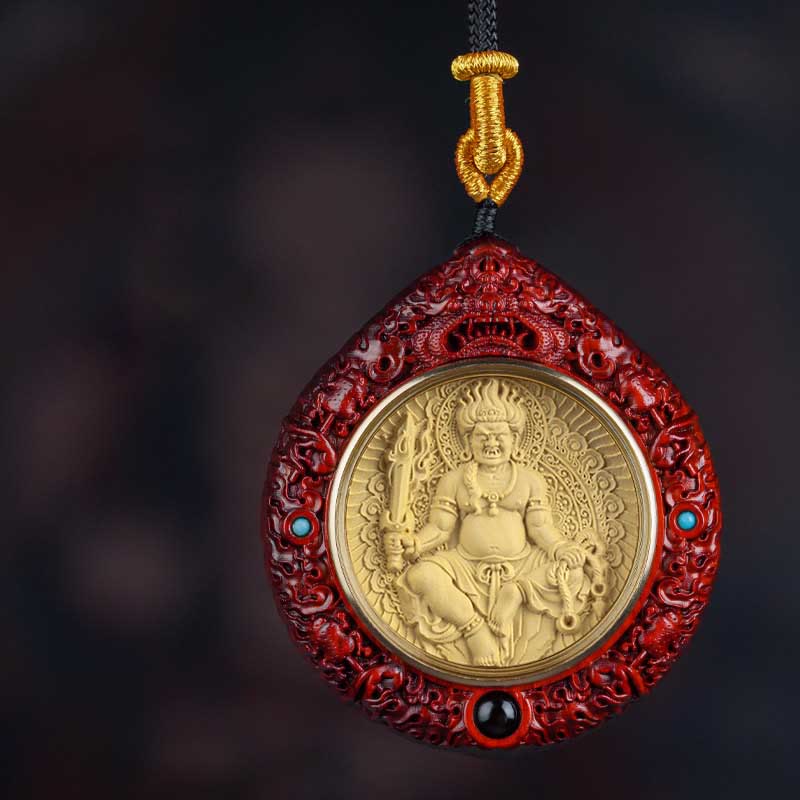 Chinese Zodiac Necklace with Avalokitesvara and Red Sandalwood Pendant