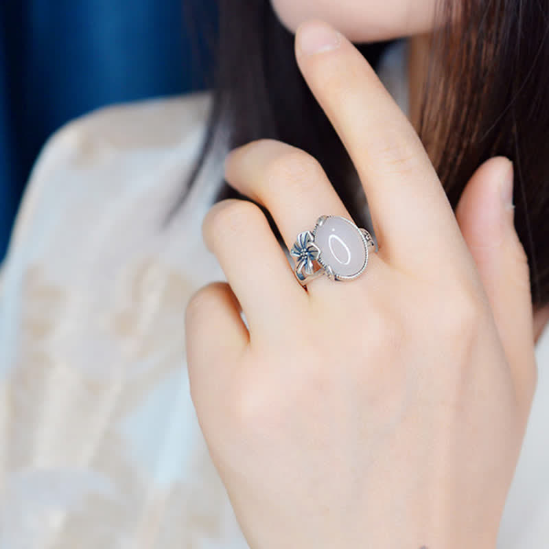 990 Sterling Silber Chalcedon Pflaume Positive Harmonie Ring