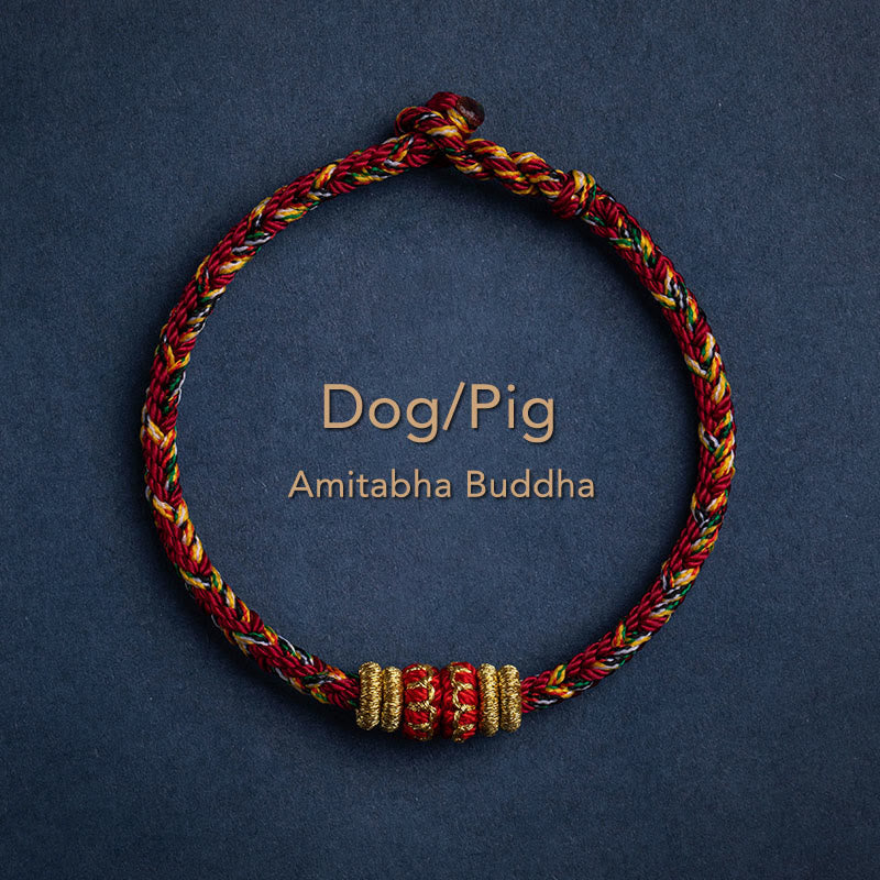 Handgefertigtes rotes Schnurarmband mit chinesischem Tierkreiszeichen für Glück und Stärke