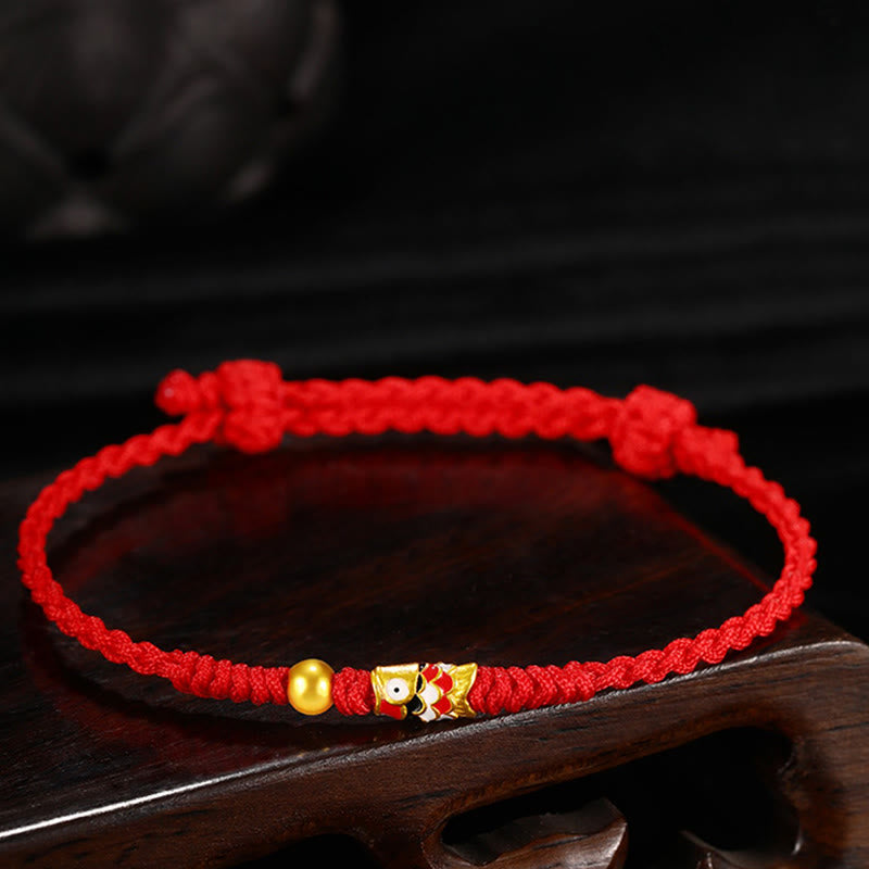 Unisex Red 999 Gold Koi Fish Luck Bracelet for Protection