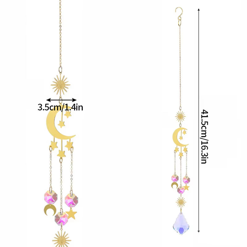 Crystal Suncatcher Colorful Rainbow Hanging Wind Chimes Home Garden Decoration Window Drop Bell Catcher Hanging Ornaments