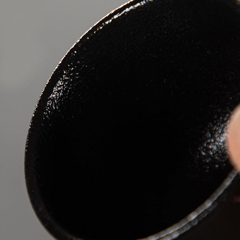 95 ml handbemalte schwarze Keramik-Teetasse mit Lotusblüte
