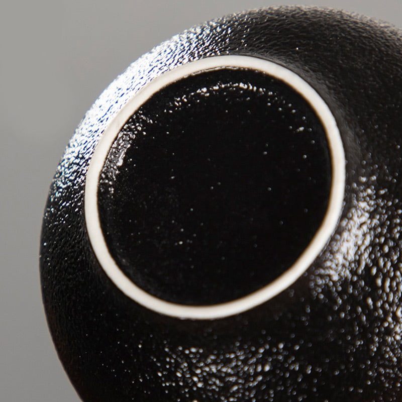 95 ml handbemalte schwarze Keramik-Teetasse mit Lotusblüte