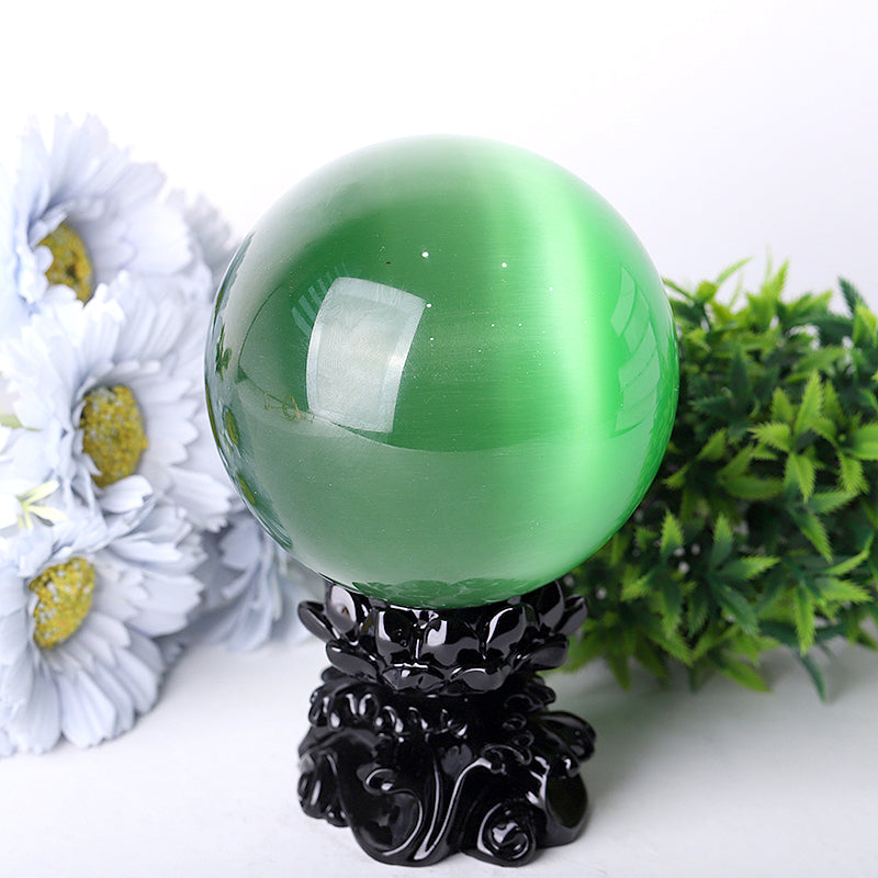 95mm Cat Eye Crystal Sphere for Energy Healing & Meditation
