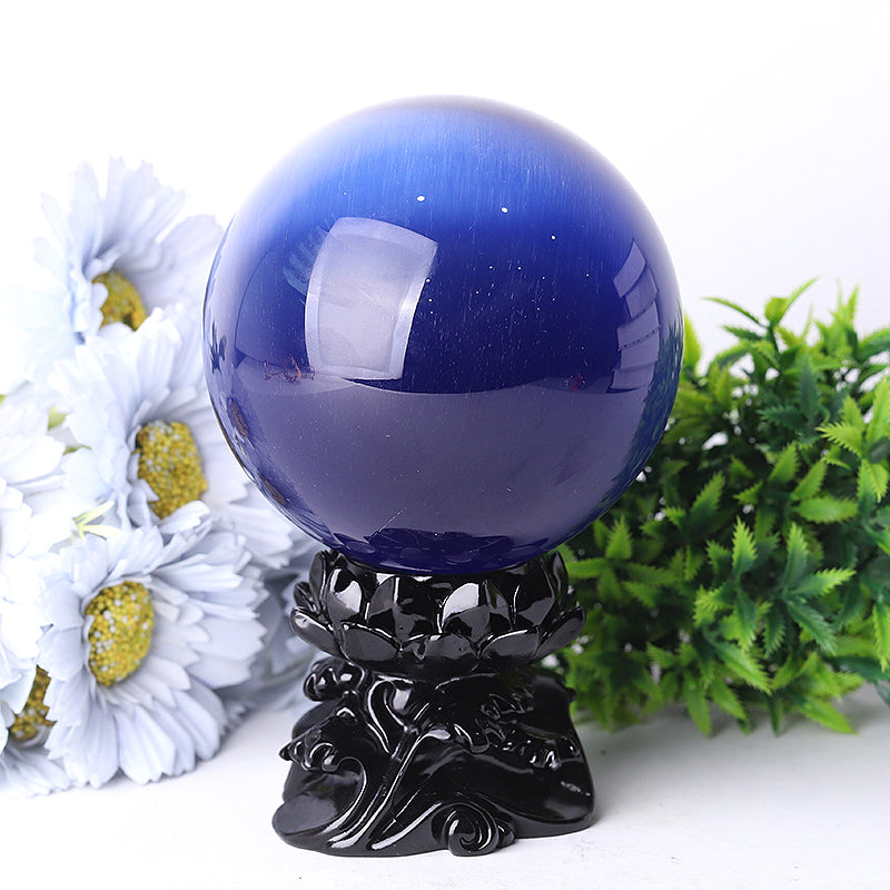 95mm Cat Eye Crystal Sphere for Energy Healing & Meditation