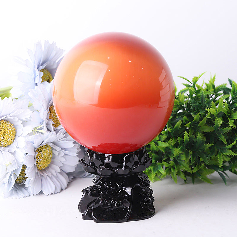 95mm Cat Eye Crystal Sphere for Energy Healing & Meditation